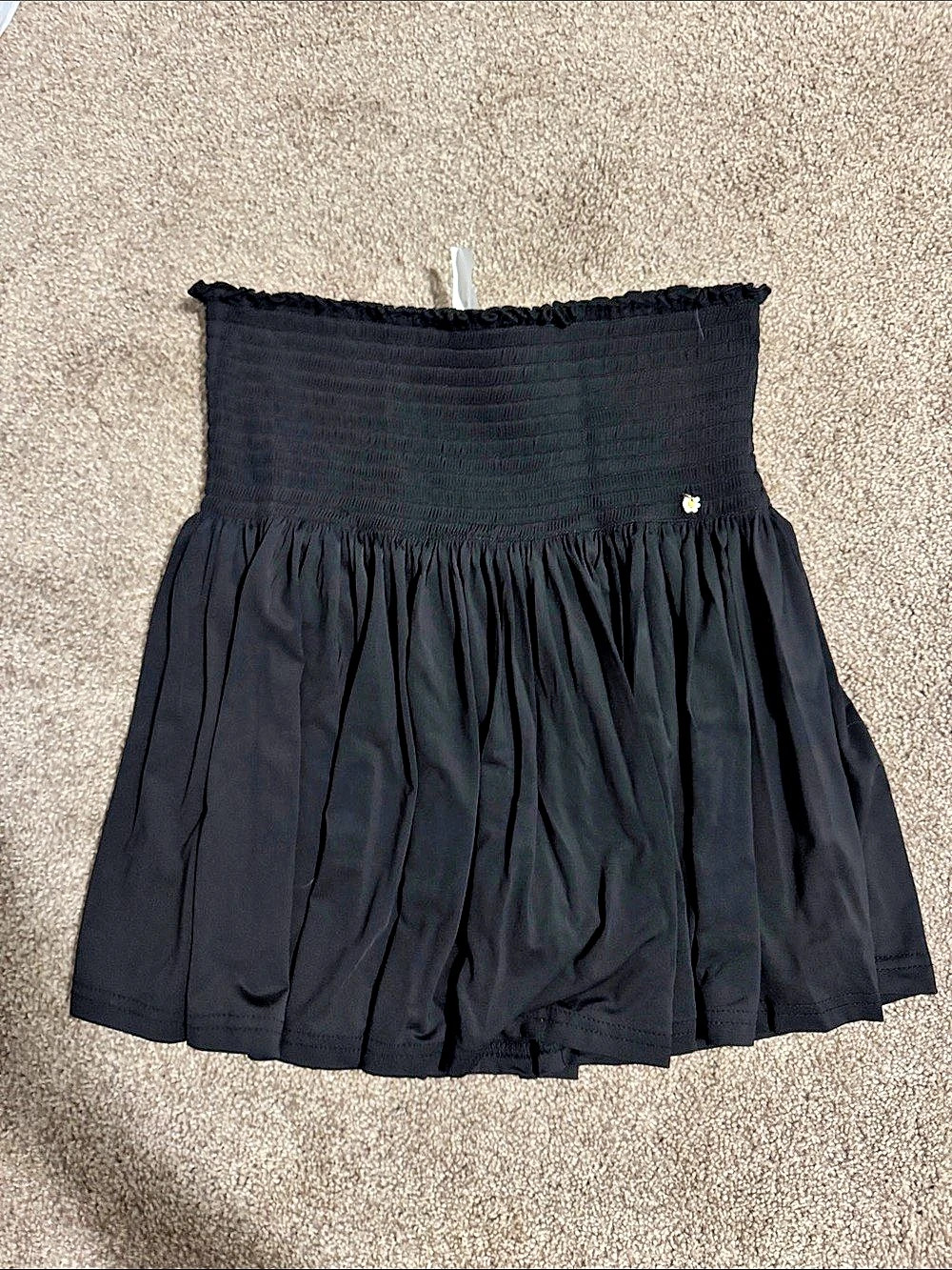 Natural Life Smocked Waist Daisy High Waist Silky Shorts Black Mini Skirt small